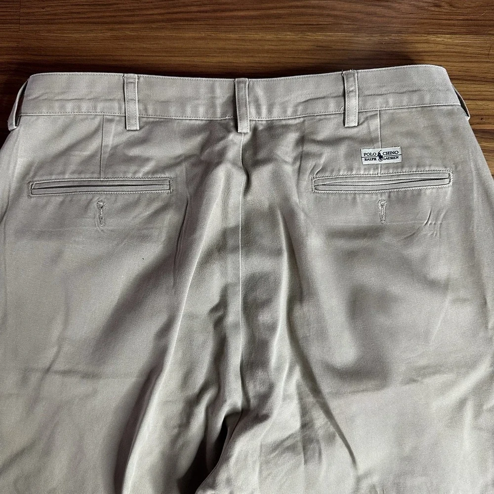 Vintage Polo Ralph Lauren Andrew Pants Mens 34x32 Khaki Chino Preppy Pleated
